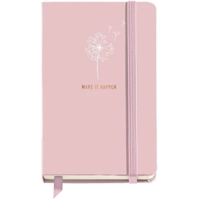 Abbildung von Miquelrius Hardcover Notizbuch Größe 90 x 140 mm, 100 weiße Blätter, Gummibandverschluss, rosa, Wunschdesign