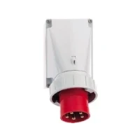 Abbildung von BALS CEE WandsteckdoseH6 400V 63A 5 polig, rot Breite x Höhe 118x170 mm, oben M40 unten M32, vernickeltIP67, Polyamid