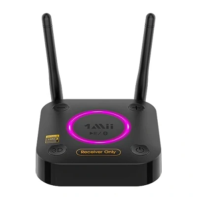 Abbildung von 1Mii B06Ultra Bluetooth 5.2 Empfänger für LDAC Hi Res Audio, HiFi Audio Adapter mit Audiophile DAC, 3D Surround, aptX HD &amp; Low Latency Receiver Stereoanlage, Optisches 3,5mm RCA AUX