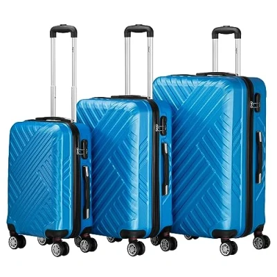 Abbildung von Zelsius Kofferset 3er Set, Blau, ABS Hartschalenkoffer, Zahlenschloss, Innen Trennwand, 4 Rollen