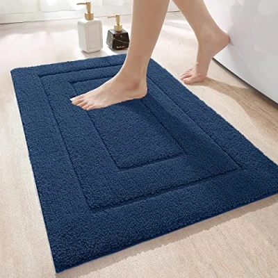 Abbildung von DEXI Badteppich rutschfeste,weicher Badezimmerteppich Wasserabsorbierend Badematte maschinenwaschbar Badvorleger für Dusche,Badewanne und Toilette Marineblau,60 x 90 cm