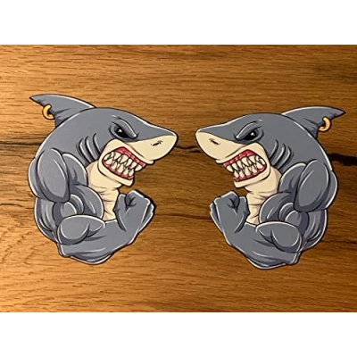 Abbildung von #869 / 2X Shark Aufkleber 10x9cm Sticker Hai Oldschool Hotrod Vintage Kult Rar Retro USA V8 Oldtimer Airride Low How Deep Turbo OEM JDM Motorrad Biker Tankaufkleber V2 Racing