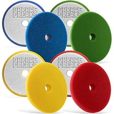 Abbildung von Garage Freaks Politurschwamm Komplettset: Heavy Cut Pad Medium Finish Wax Foam Polierpad 150mm für 125mm Stützteller Made by Menzerna abgestimmt Hochleistungspolituren