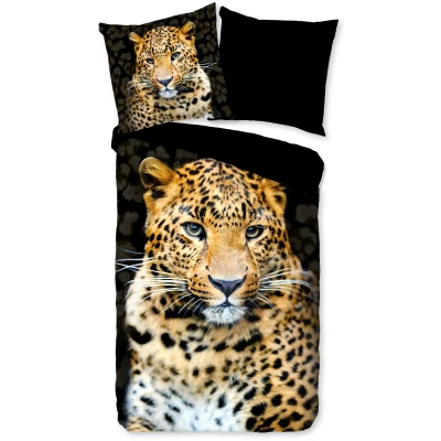 Abbildung von PURE luxury collection Wendebettwäsche &quot;Rayan&quot;, Mikrofaser, 135x200, Pflegeleicht, Wendeoptik, Leopard, Schwarz