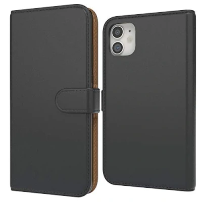 Abbildung von EAZY CASE Tasche kompatibel mit iPhone 11 Schutzhülle Standfunktion Klapphülle im Bookstyle, Handytasche Handyhülle Flip Cover Magnetverschluss und Kartenfach, Kunstleder, Schwarz