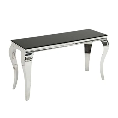 Abbildung von riess ambiente Konsolentisch MODERN BAROCK 145cm schwarz, Tischplatte aus Opalglas · Edelstahl Beine