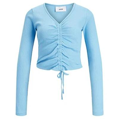 Abbildung von JJXX Fenja STR LS CROP JSR Langarmshirt, Damen, Größe: XL, Aquarius