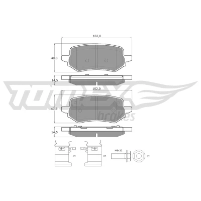Abbildung von Bremsbelagsatz, Scheibenbremse TOMEX Brakes TX 60 47