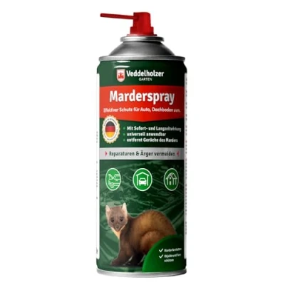 Abbildung von Veddelholzer Garten Marderspray Auto Dachboden &amp; Garage 400 ml Sofortiger Langfristiger Schutz Marder, ml, Marderschreck Made in Germany, für Marderabwehr Auto, Garten, und