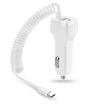 Abbildung von Auto Ladekabel kompatibel mit Samsung Galaxy A15 A13 A14 A25 A33 A34 A35 A53 A54 A55 5G USB Typ C Kfz Ladegerät Universal Lade Car Kabel, Farbe:Weiss