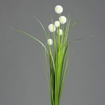 Abbildung von mucplants Kugelgras Busch 70cm weiß Creme Dekogras künstlicher Graszweig Kunstgras Ziergras