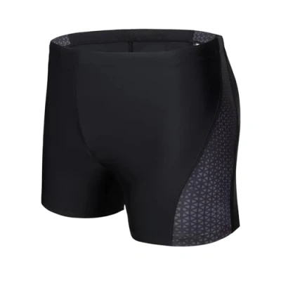 Abbildung von AMZSPORT Badehose Herren Kurz Schwimmhose Eng Wassersport Badeshorts mit Tunnelzug, Schwarz L