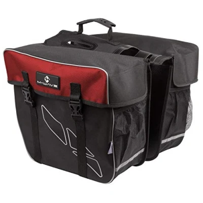 Abbildung von M Wave Fahrradtasche &quot;AMSTERDAM DOUBLE Schwarz/Rot&quot;, (Packung, 1 tlg.), 2 Seitentaschen