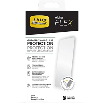 Abbildung von OtterBox Alpha Flex Displayschutz für Samsung Galaxy S23 Ultra, ultra starker Schutz vor Brüchen und Kratzern, antimikrobieller