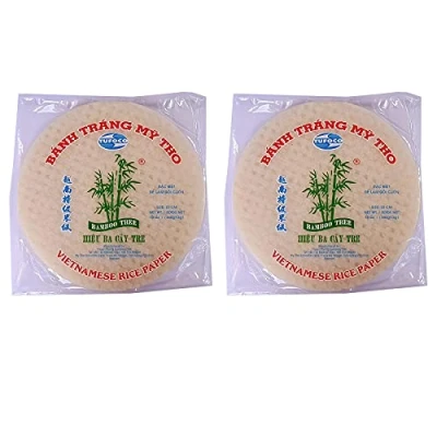 Abbildung von Runde vietnamesische Reispapierrolle, 22 cm, 340 g, Sommerrolle, Goi Cuon Banh Trang Frische Frühlingsrolle, 2 Stück