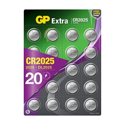 Abbildung von GP Extra Lithium Knopfzellen CR2025 3V 20 Stück 2025 Knopfzelle (DL2025, CR 2025, ECR2025) Batterien Knopfzellen, 3 Volt Spannung, kindersichere Verpackung