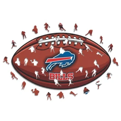 Abbildung von Iconic Puzzles, Buffalo Bills Crest, 100% ökologisch nachhaltiges Holzpuzzle mit offizieller Lizenz, Größe L, 500 Teile