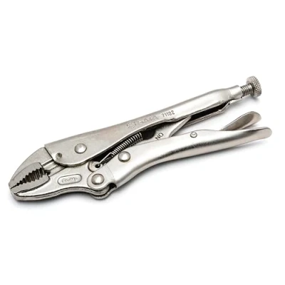Abbildung von SATA ST71102ST, Grippzange, Feststellzange mit gebogenen Backen und integriertem Drahtschneider 185 mm/7 inch aus CR Mo Stahl