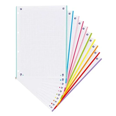Abbildung von Karierte Blätter, A4, Oxford, School, 10 Farben, 160 Blatt, kariert 5 x 5, mehrfarbig
