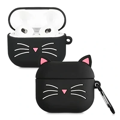 Abbildung von kwmobile Hülle kompatibel mit Apple AirPods 3 Silikon Kopfhörer Schutzhülle Case Cover Schwarz Weiß