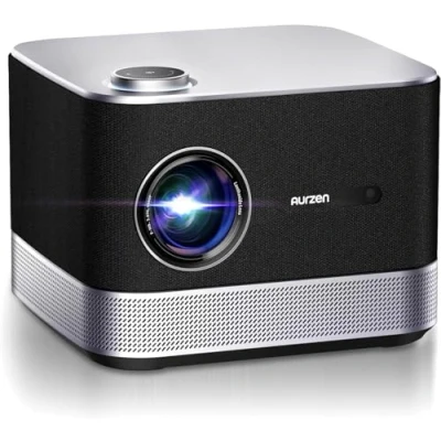 Abbildung von Beamer mit Official NetfIix 3D DoIby Audio, AURZEN Boom 3 4K Autofokus/Trapezkorrektur Beamer, HDR 10 60Hz WiFi6 Bluetooth, 1080P Full HD Heimkino, Video LED Smart Projektor Outdoor