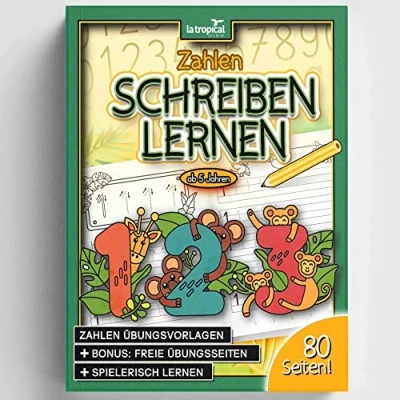 Abbildung von Zahlen schreiben lernen ab 5 Jahren: die wilden Tiere mit den von 1 10. Mein Übungsheft für Vorschule tollen Ausmalbildern und ... Grundschule, Band 3)