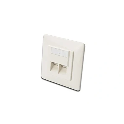 Abbildung von DIGITUS Anschlussdose Cat 5e 2 Port RJ45 Unterputz Netzwerk Dose Zuführung Horizontal Designfähig Reinweiß, LSA