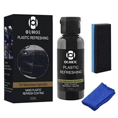 Abbildung von WAWJ® Kunststoff Tiefenpfleger, Leather Restorer, Kunststoffteile Refurbish Agent, Auto Innenreiniger Für die Reinigung von Autoinnenräumen, Aufarbeitung Autoteilen (50ml)