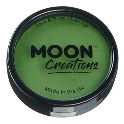 Abbildung von Moon Creations Pro Gesichts und Körper Make up, professionelle Farbfarben Kuchentöpfe für Gesichtsfarbe, Kostüme, Feste, Halloween Kinder, Erwachsene (Grasgrün, 36 g)