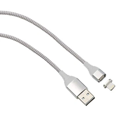 Abbildung von Callstel Ladekabel kompatibel zu iPhone: USB Lade &amp; Datenkabel mit magnetischem Lightning Stecker, 1 m, Silber (Ladekabel magnetisch, Magnet Ladekabel, Magnetisches)