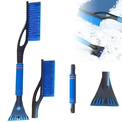 Abbildung von Amebleak Auto Eiskratzer 60cm, 2 in1 Reinigungsbürste Schneebesen mit Besen, Schneebürste Schneekratzer und Bürste Schaumstoffgriff für PKW, LKW SUV (Blau)
