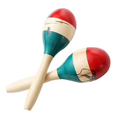 Abbildung von Musfunny Maracas Große bunte Holz Rumba Shaker Rassel Hand Percussion von Sand des Hammers Großes Musikinstrument mit Salsa Rhythmus für Party,Spiele (bunt)