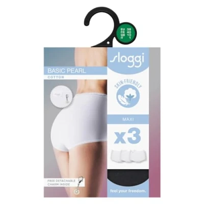 Abbildung von Sloggi 3P Pearl Maxi Schwarz Baumwolle 38 Damen