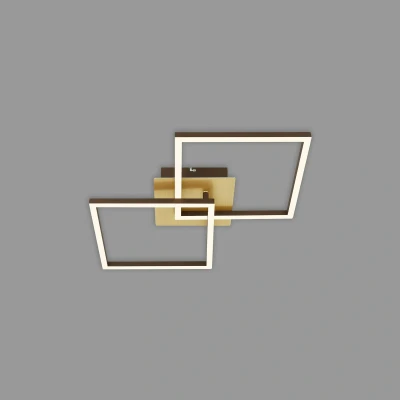 Abbildung von Briloner Leuchten Deckenleuchte FRAME, Braun, Goldgelb, Kunststoff, Metall, Dimmfunktion, Memoryfunktion, LED fest integriert, Warmweiß, Deckenlampe, 2 flammig, Breite 62 cm