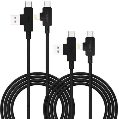 Abbildung von Callstel USB A auf C Kabel: 2er Set 4in1 Lade &amp; Datenkabel A/C zu C/8 PIN, 200 cm, 3 (USB Ladekabel für Apple, Schnellladekabel Typ C)