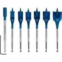 Abbildung von BOSCH Holzbohrer Flachfräsbohrer Set, 16/18/20/22/25/32 mm, 7 tlg