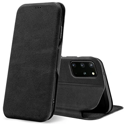 Abbildung von Verco Handyhülle für Samsung S20 Plus, Bookstyle Premium Handy Flip Cover Galaxy S20+ Hülle [integr. Magnet] Book Case PU Leder Tasche, Schwarz