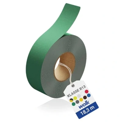 Abbildung von wolk Antirutsch Klebeband R13 (50,0 mm x 18,3 m) Grün Selbstklebendes Anti Rutschband für Treppen, Rampen &amp; Gehflächen Rutschhemmung nach BGR 181 (R13)