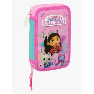 Abbildung von Safta GABBY&#039;S Dollhouse Party Schulmäppchen für Kinder, Federmäppchen mit Farben, 28 Utensilien, ideal Kinder von 5 bis 14 Jahren, bequem und vielseitig, 12,5 x 4 19,5 cm, Hellrosa,