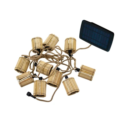 Abbildung von Moovere Okinawa Lichterkette für den Außenbereich, unter der Decke, Bambusfaser, 10 LEDs, 8 m Länge (Solar + Batterie)