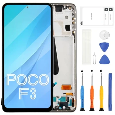 Abbildung von Ersatz LCD Bildschirm für Xiaomi Poco F3, 16,9 cm (6,7 Zoll), F3 Pro, TFT Display, Touch Digitizer Teile, M2012K11AG, Montage Reparatur Kits (silberner Rahmen)