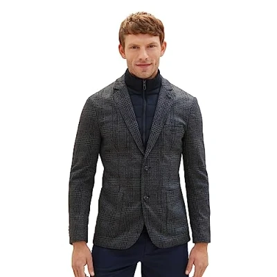 Abbildung von TOM Tailor 2IN1 Sakko, Herren, Größe: 54, Grey blue houndstooth
