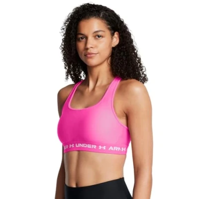 Abbildung von Under Armour Crossback MID BRA Sportbh mit mittlerer Stützkraft, Damen, Größe: XL, Rebel pink/white