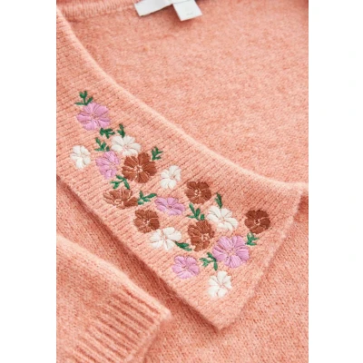 Abbildung von Next Regular FIT Floral Embroidered Short Sleeve Collared Strickjacke, Damen, Größe: SxR, Pink peach