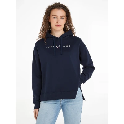 Abbildung von Tommy Jeans Linear Hoodie Kapuzenpullover, Damen, Größe: 40, Dark night navy