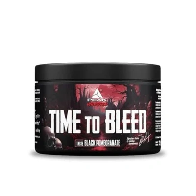 Abbildung von PEAK Time to Bleed 225g Geschmack Black Pomegranate I 15 Portionen Pre Workout Booster für Fokus, Konzentration &amp; Energie mit Zynamite®, Cognizin® und enXtra erhöhter Koffeingehalt