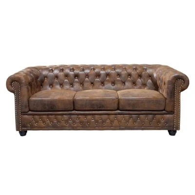Abbildung von riess ambiente 3 Sitzer CHESTERFIELD 205cm antik braun, Einzelartikel 1 Teile, Wohnzimmer · Sofa Microfaser Holz Federkern