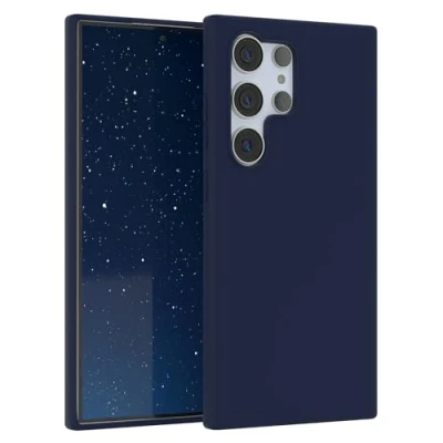 Abbildung von EAZY CASE Premium Silikon Handyhülle kompatibel mit Samsung Galaxy S24 Ultra, Slimcover Kameraschutz und Innenfutter, Silikonhülle, Schutzhülle, Bumper, Handy Case, Hülle, Softcase, Nacht Blau