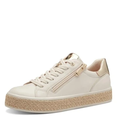 Abbildung von MARCO TOZZI Damen Sneaker flach mit Reißverschluss Freizeit, Beige (Cream Comb), 37 EU