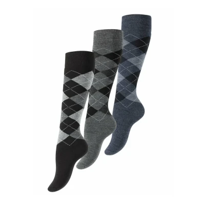 Abbildung von Vincent Creation Warme REITKNIESTRÜMPFE 3 PAAR Kniestrümpfe, Damen, Größe: 37 41, Schwarz grau blau